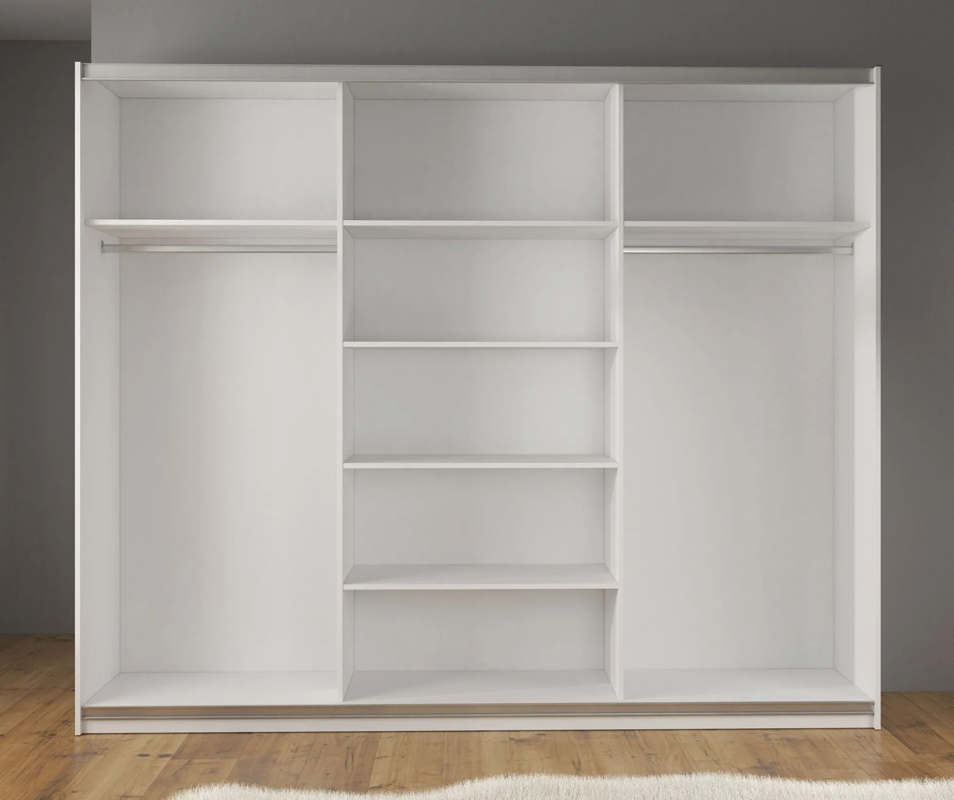 Mariah - Kledingkast met schuifdeuren - Wit - 263x66x224 cm