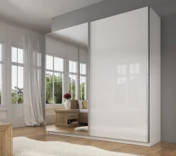 Mariah - Kledingkast met schuifdeuren - Wit - 217x63x210 cm