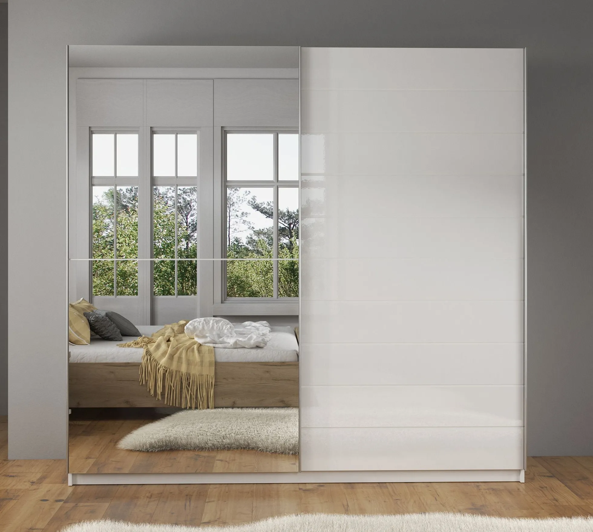 Mariah - Kledingkast met schuifdeuren - Wit - 217x63x210 cm