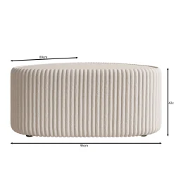 Marlen - Salontafel - Fluffy ribstof beige - 96x89x42 cm