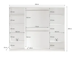 Marmer 2 - Kledinkast met schuifdeuren - Zwart - 250x62x200 cm