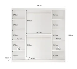 Marmer 2 - Kledinkast met schuifdeuren - Zwart - 200x62x200 cm