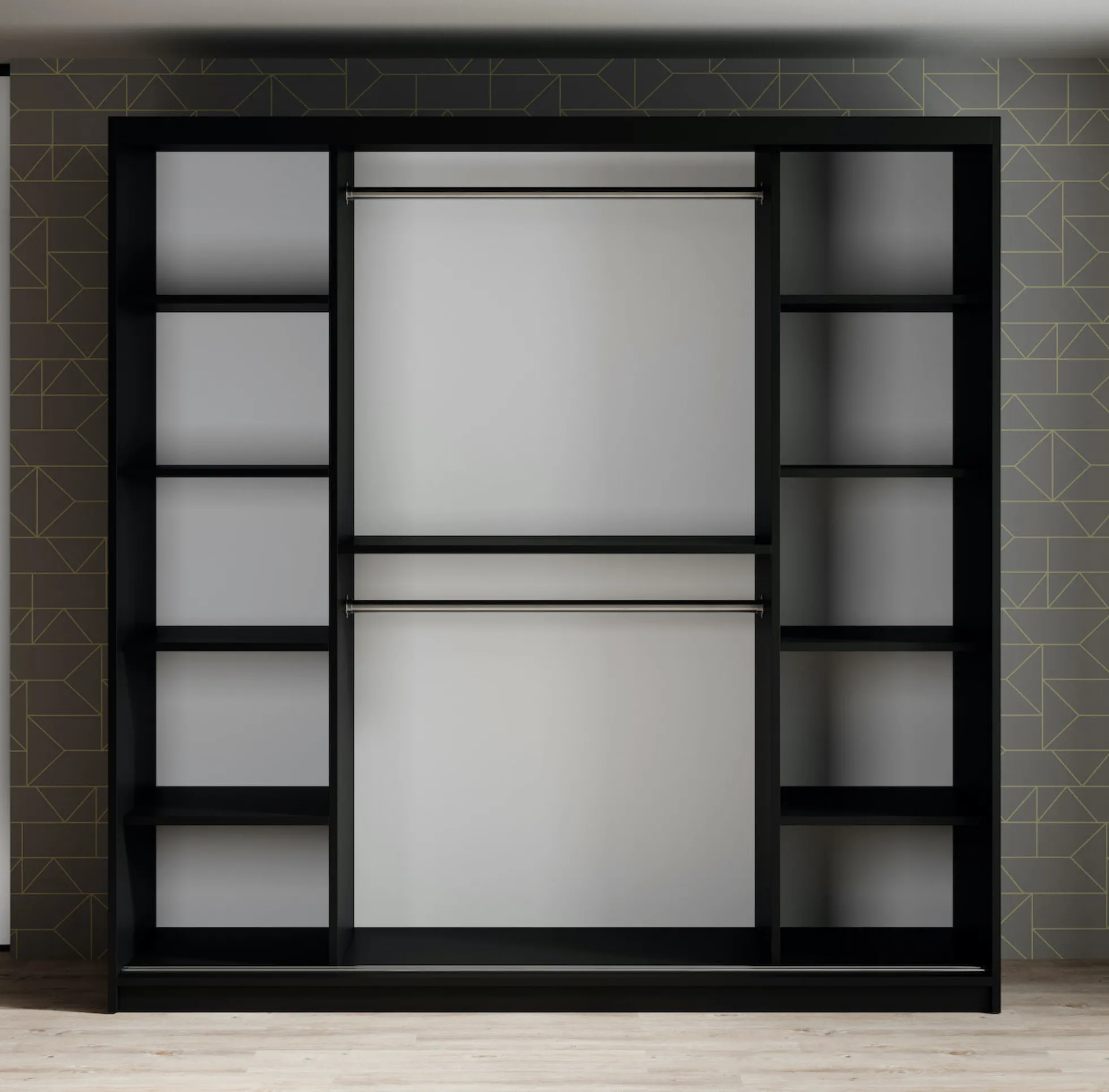 Marmer 2 - Kledinkast met schuifdeuren - Zwart - 200x62x200 cm