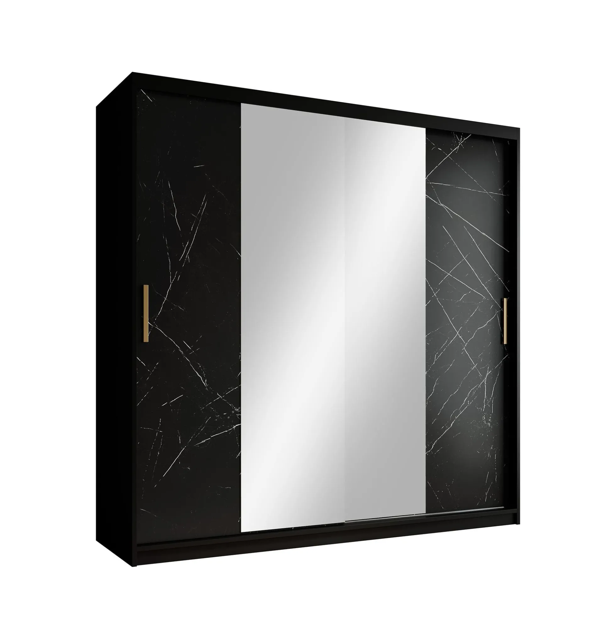 Marmer 2 - Kledinkast met schuifdeuren - Zwart - 200x62x200 cm