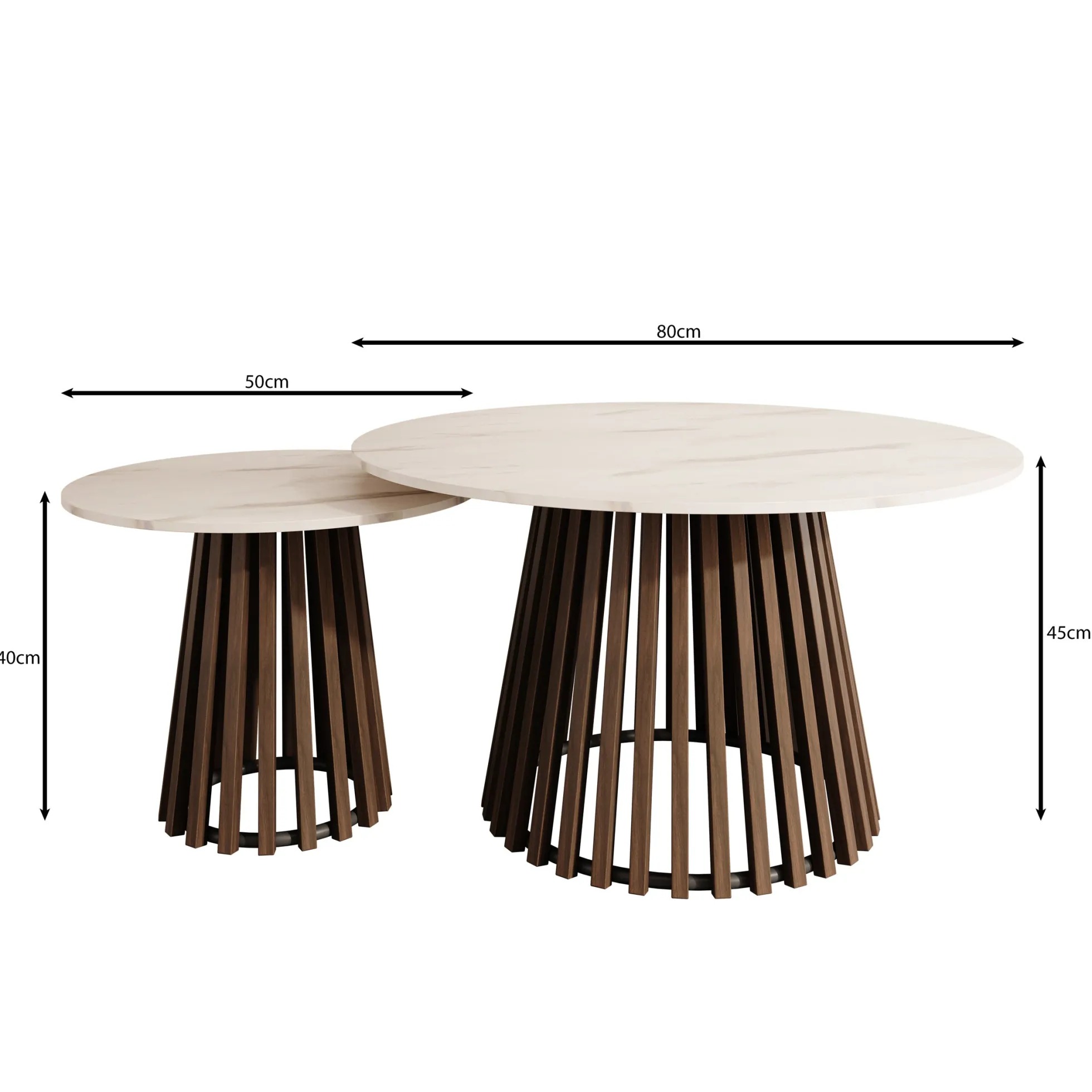 Maroa - Salontafel set van 2 - Walnootpatroon/Marmerlook - 80x45 cm