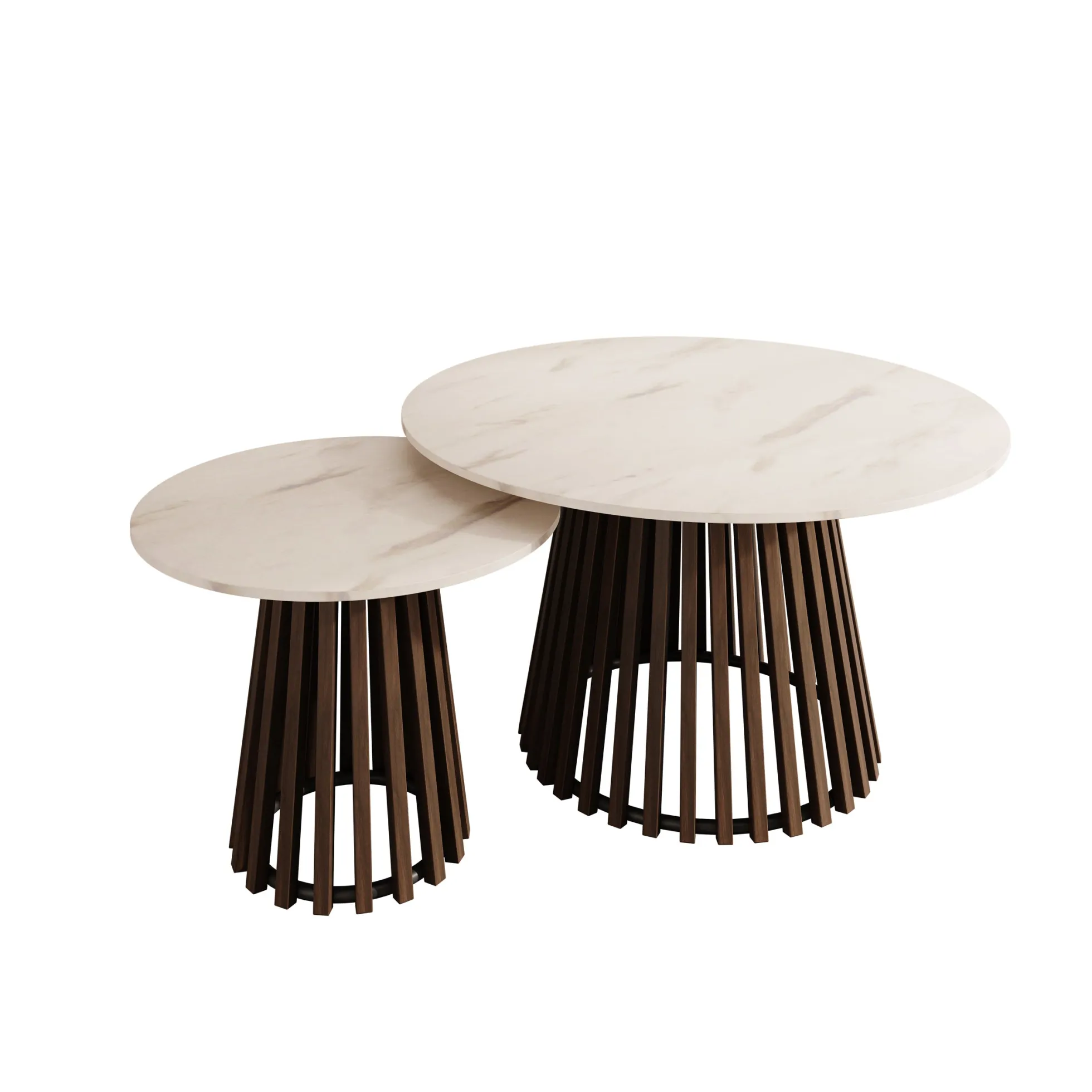 Maroa - Salontafel set van 2 - Walnootpatroon/Marmerlook - 80x45 cm