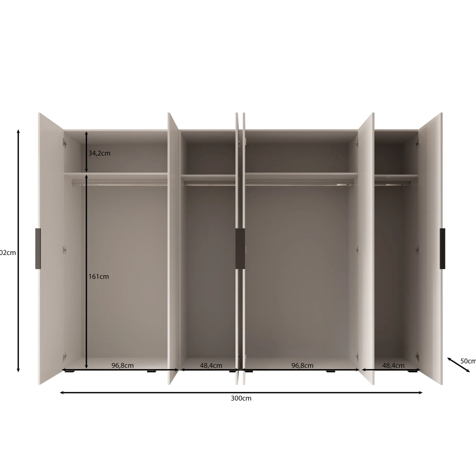 Marquesa - Kledingkast - Beige - 300x50x202 cm