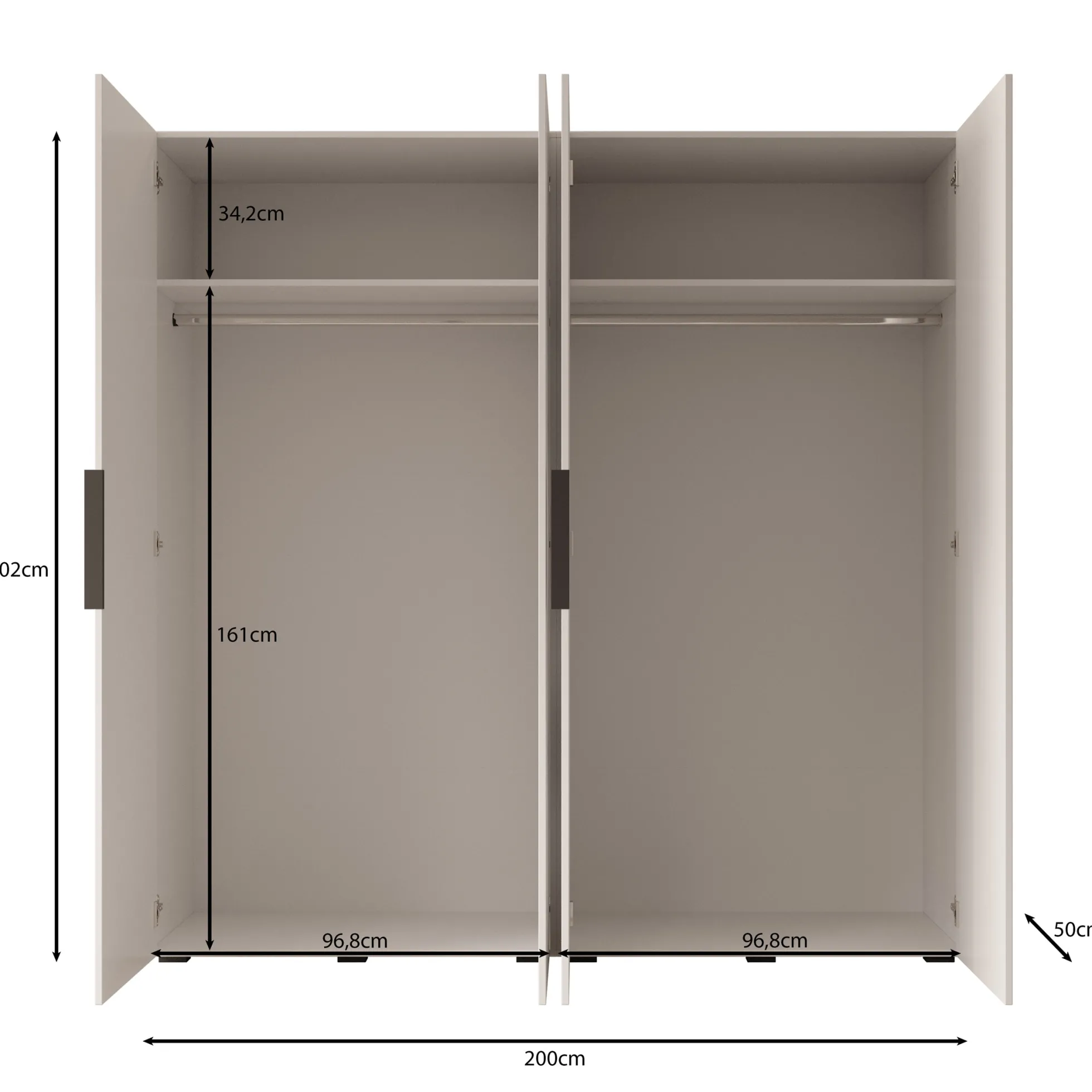 Marquesa - Kledingkast - Beige - 200x50x202 cm
