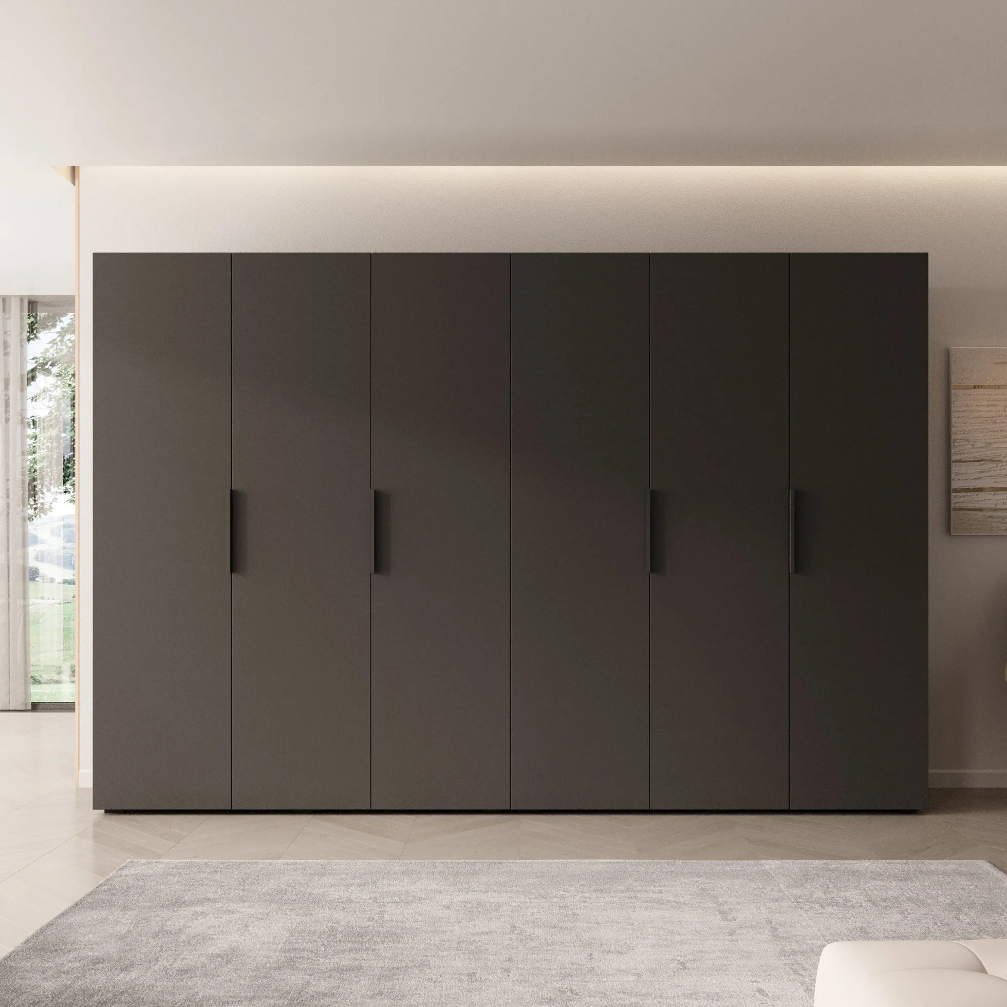 Marquesa - Kledingkast - Zwart - 300x50x202 cm
