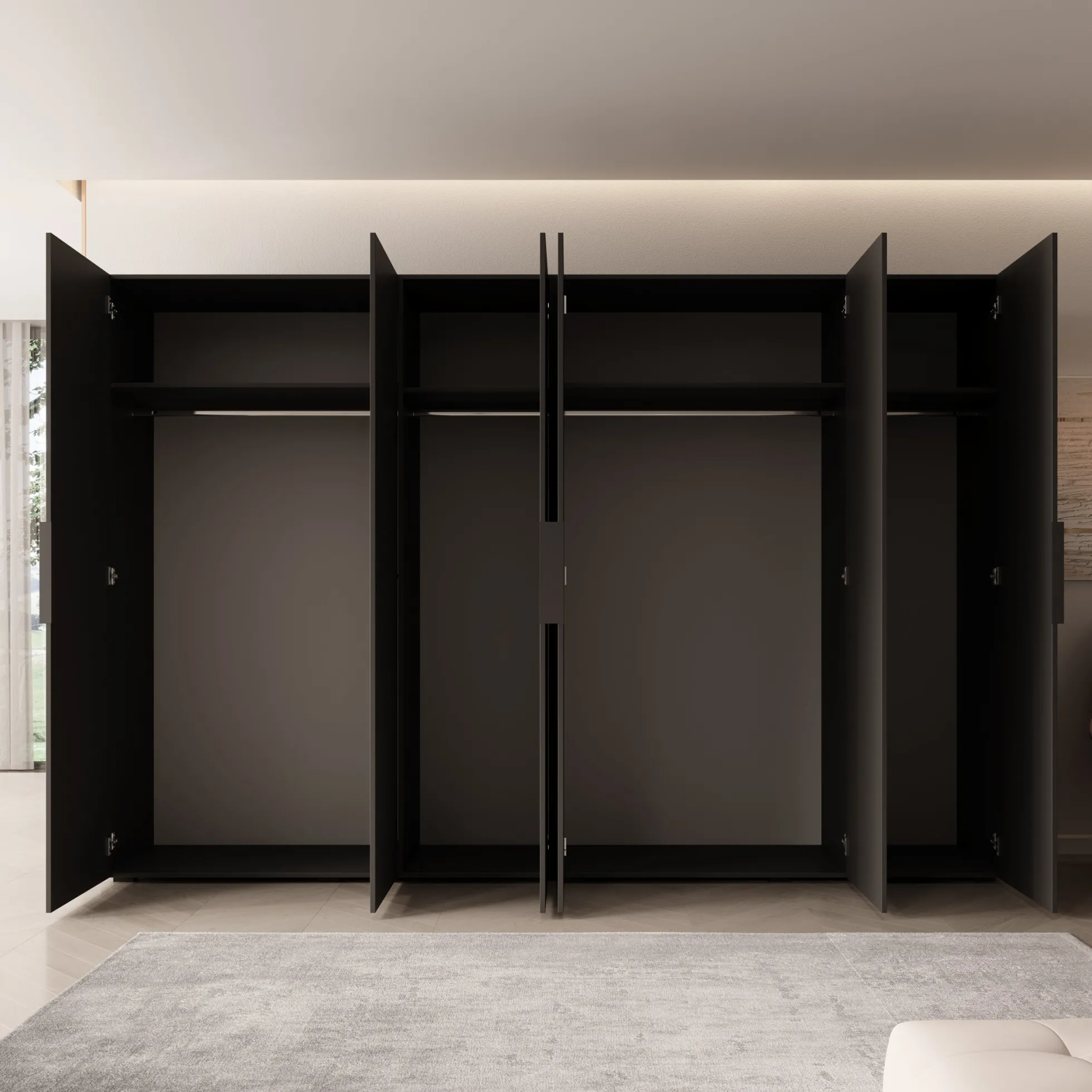 Marquesa - Kledingkast - Zwart - 300x50x202 cm
