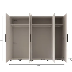 Marquesa - Kledingkast met spiegel - Beige - 300x50x202 cm