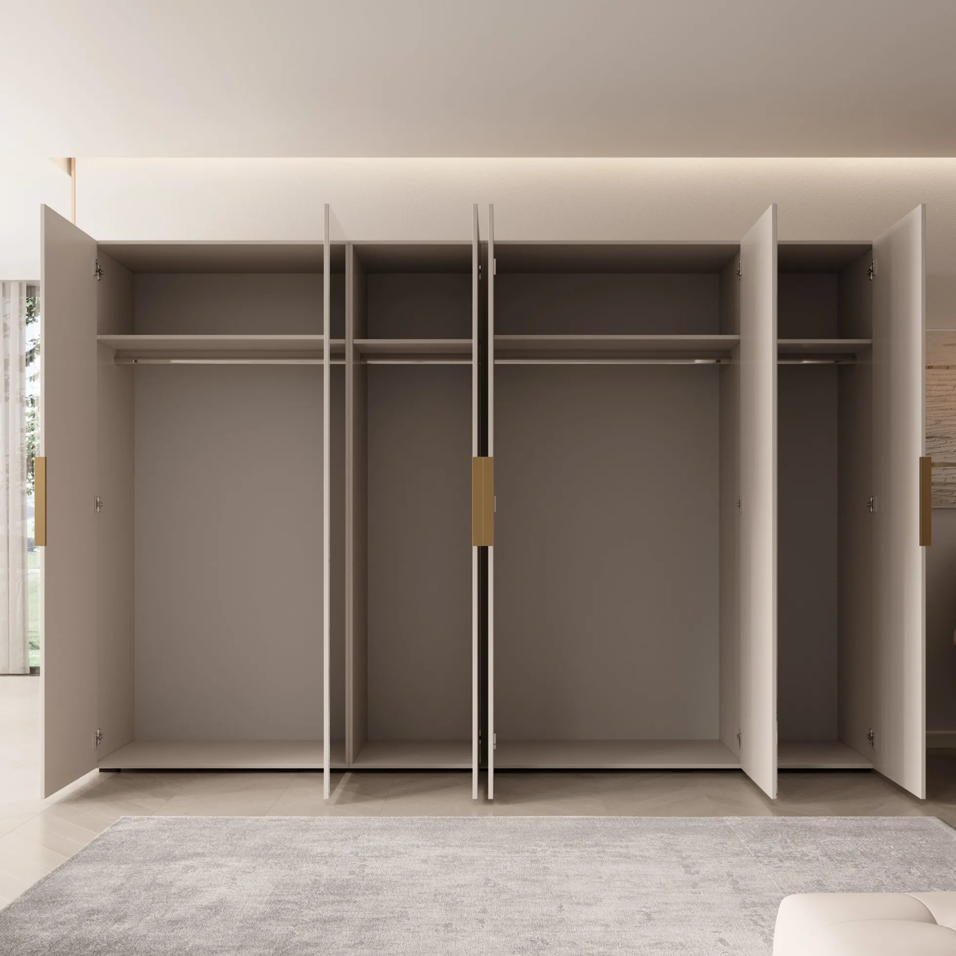 Marquesa - Kledingkast met spiegel - Beige - 300x50x202 cm