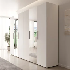 Marquesa - Kledingkast met spiegel - Wit - 300x50x202 cm