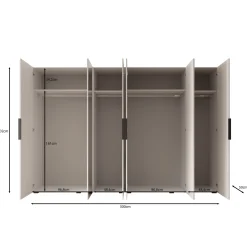 Marquesa - Kledingkast met spiegel - Wit - 300x50x202 cm