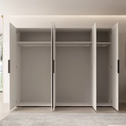 Marquesa - Kledingkast met spiegel - Wit - 250x50x202 cm