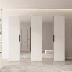 Marquesa - Kledingkast met spiegel - Wit - 250x50x202 cm