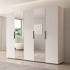 Marquesa - Kledingkast met spiegel - Wit - 250x50x202 cm