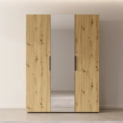 Marquesa - Kledingkast met spiegel - Eiken - 150x50x202 cm