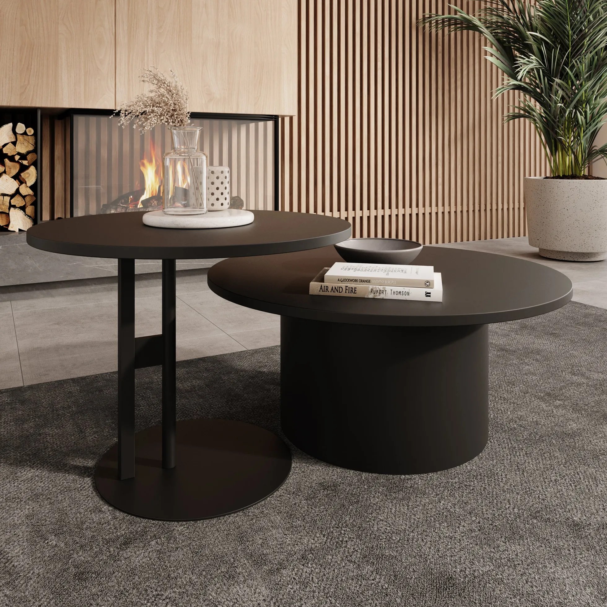 Mastro - Salontafel set van 2 - Zwart - 58-75 cm