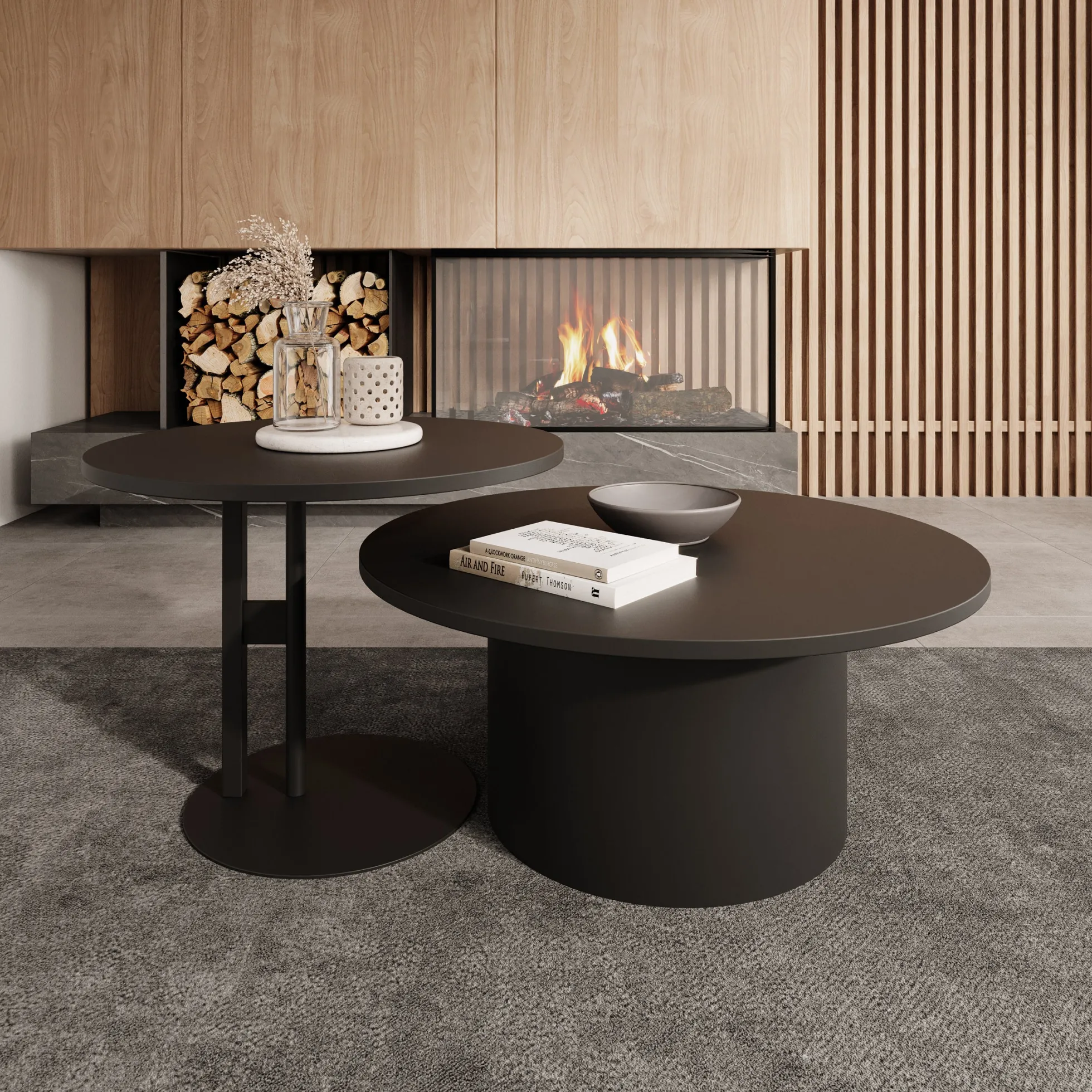 Mastro - Salontafel set van 2 - Zwart - 58-75 cm