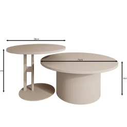 Mastro - Salontafel set van 2 - Zwart / Zwart marmerlook - 58-75 cm