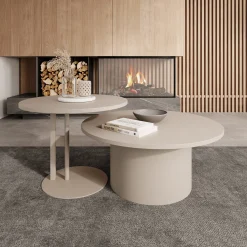 Mastro - Salontafel set van 2 - Beige - 58-75 cm