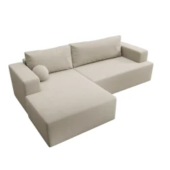 Mavana - Hoekbank 2-zits met chaise longue - Teddystof beige - Links
