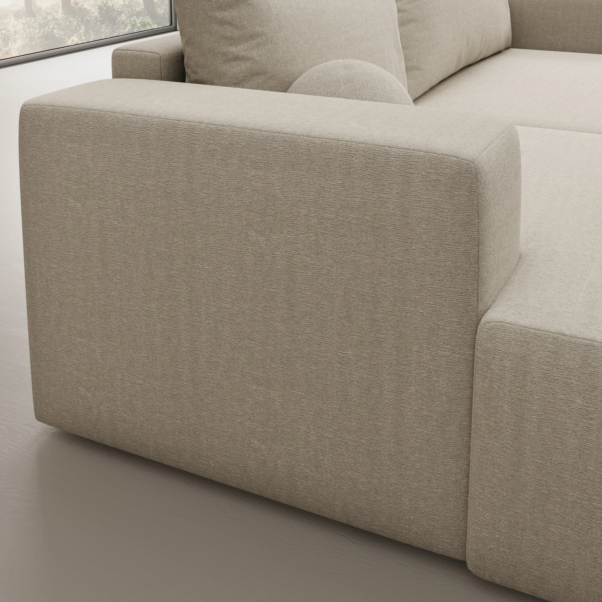 Mavana - Hoekbank 2-zits met chaise longue - Teddystof beige - Links