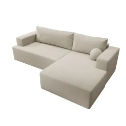 Mavana - Hoekbank 2-zits met chaise longue - Teddystof beige - Rechts