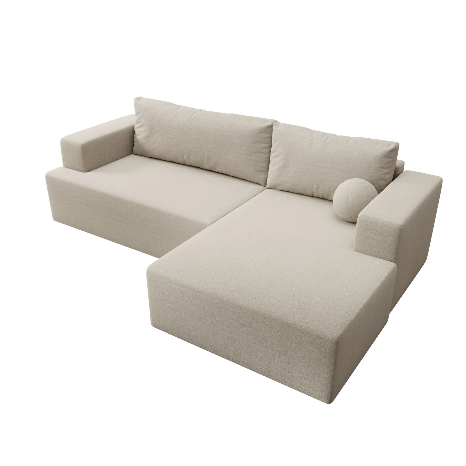 Mavana - Hoekbank 2-zits met chaise longue - Teddystof beige - Rechts