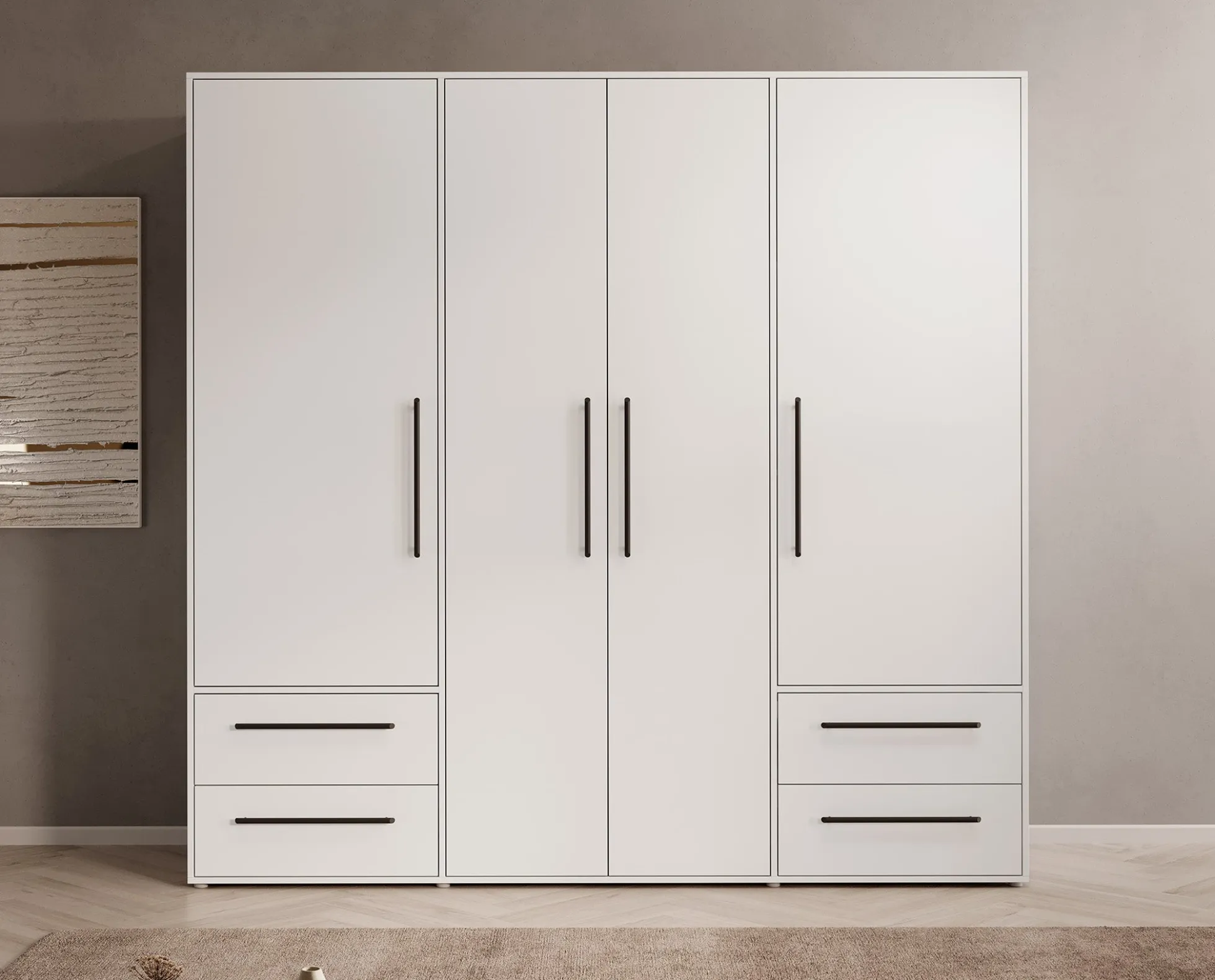 Mayen - Kledingkast 4 deuren - Wit - 206x59x200 cm