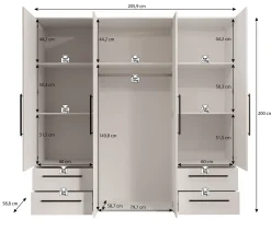 Mayen - Kledingkast 4 deuren - Wit - 206x59x200 cm