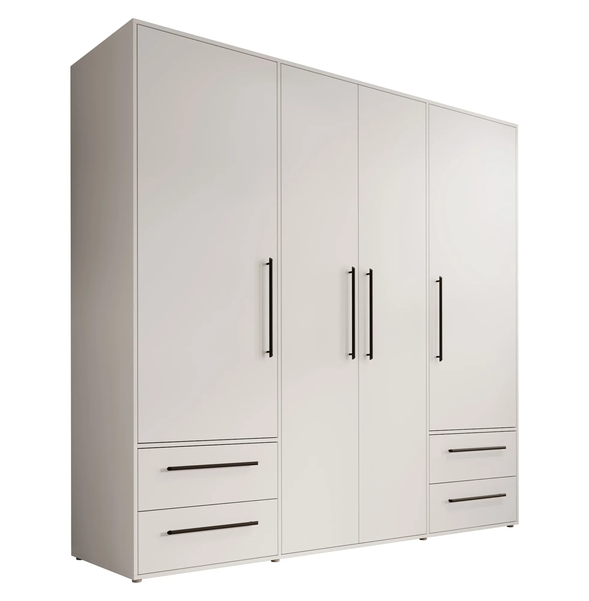 Mayen - Kledingkast 4 deuren - Wit - 206x59x200 cm