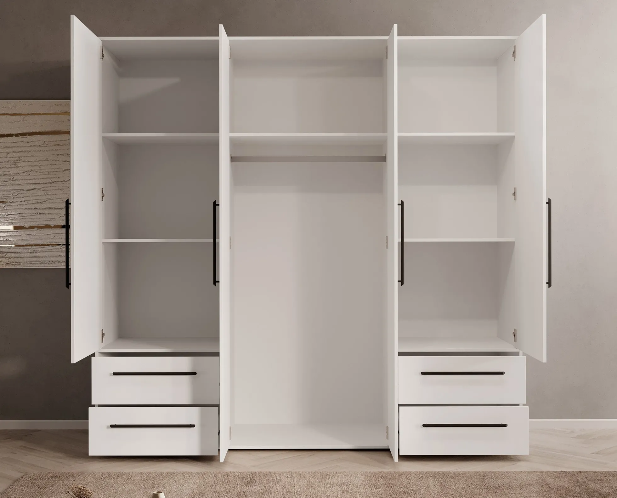 Mayen - Kledingkast 4 deuren - Wit - 206x59x200 cm