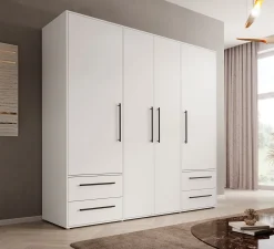 Mayen - Kledingkast 4 deuren - Wit - 206x59x200 cm