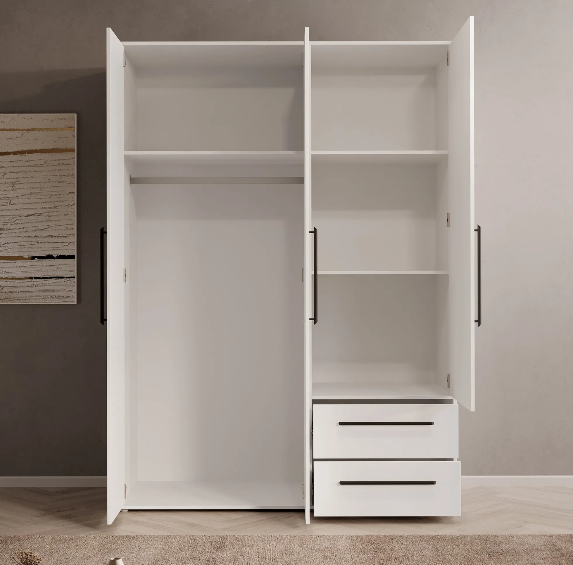 Mayen - Kledingkast 3 deuren - Wit - 145x59x200 cm