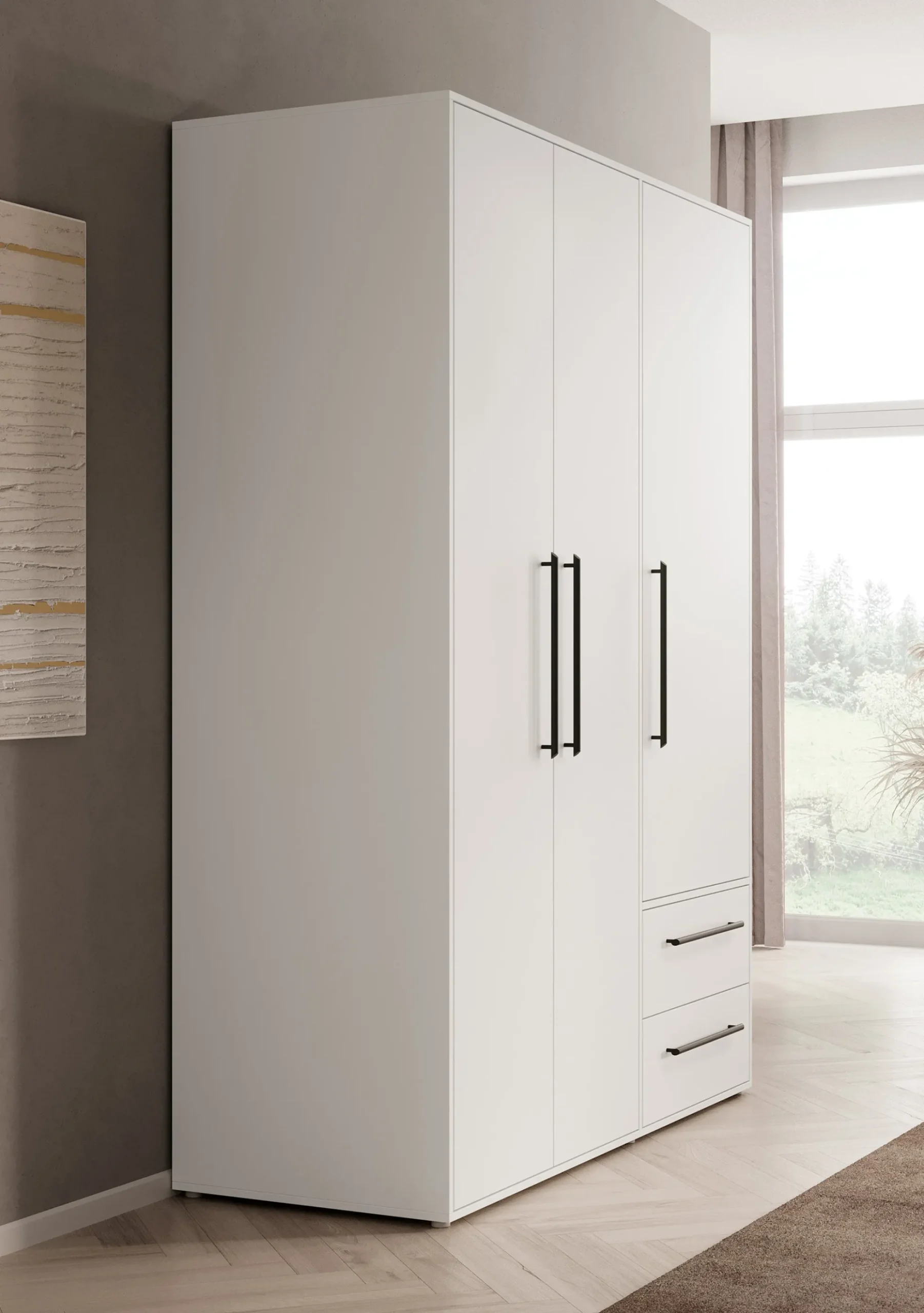 Mayen - Kledingkast 3 deuren - Wit - 145x59x200 cm