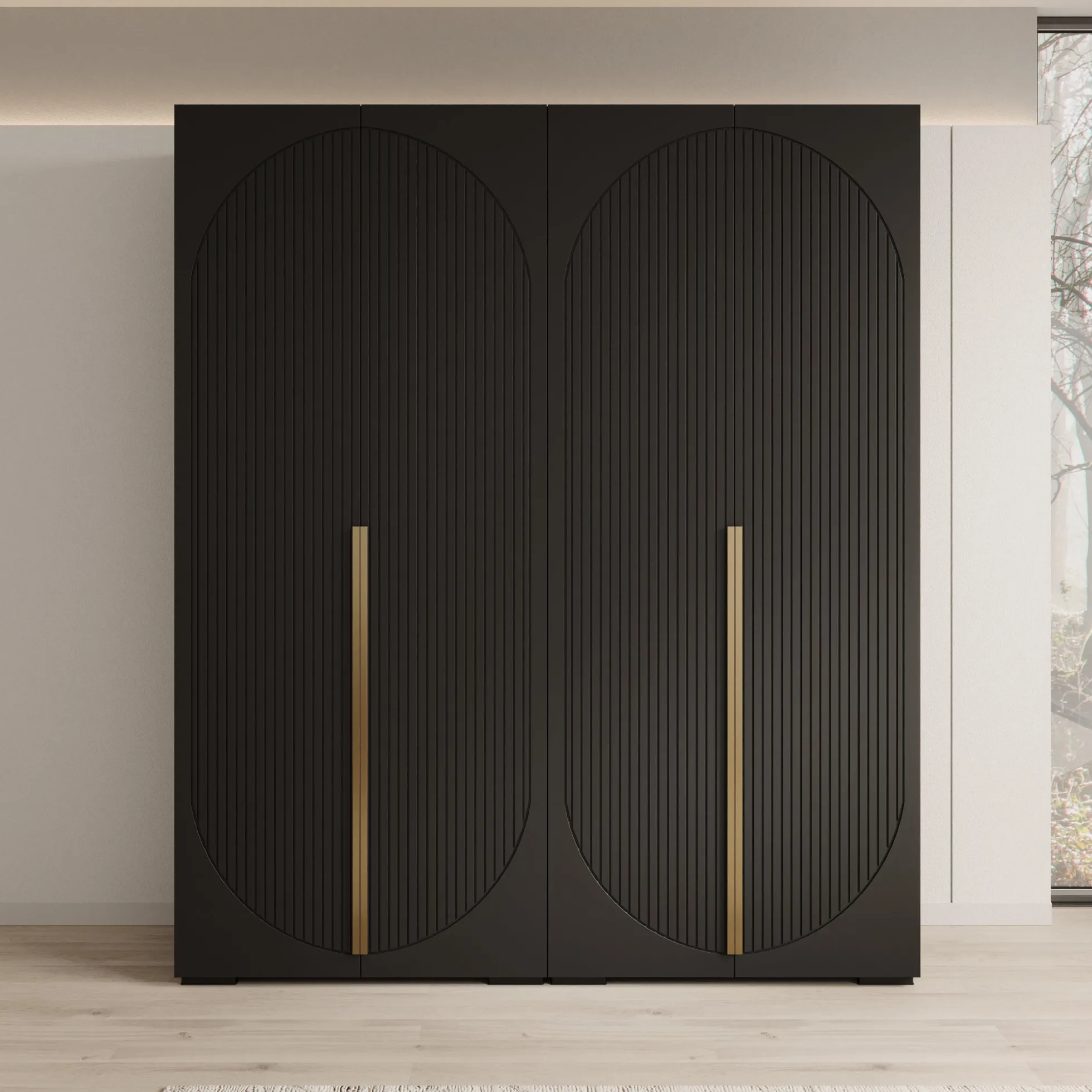 Mayfair - Kledingkast 4-deurs - Zwart - 200x47x237 cm