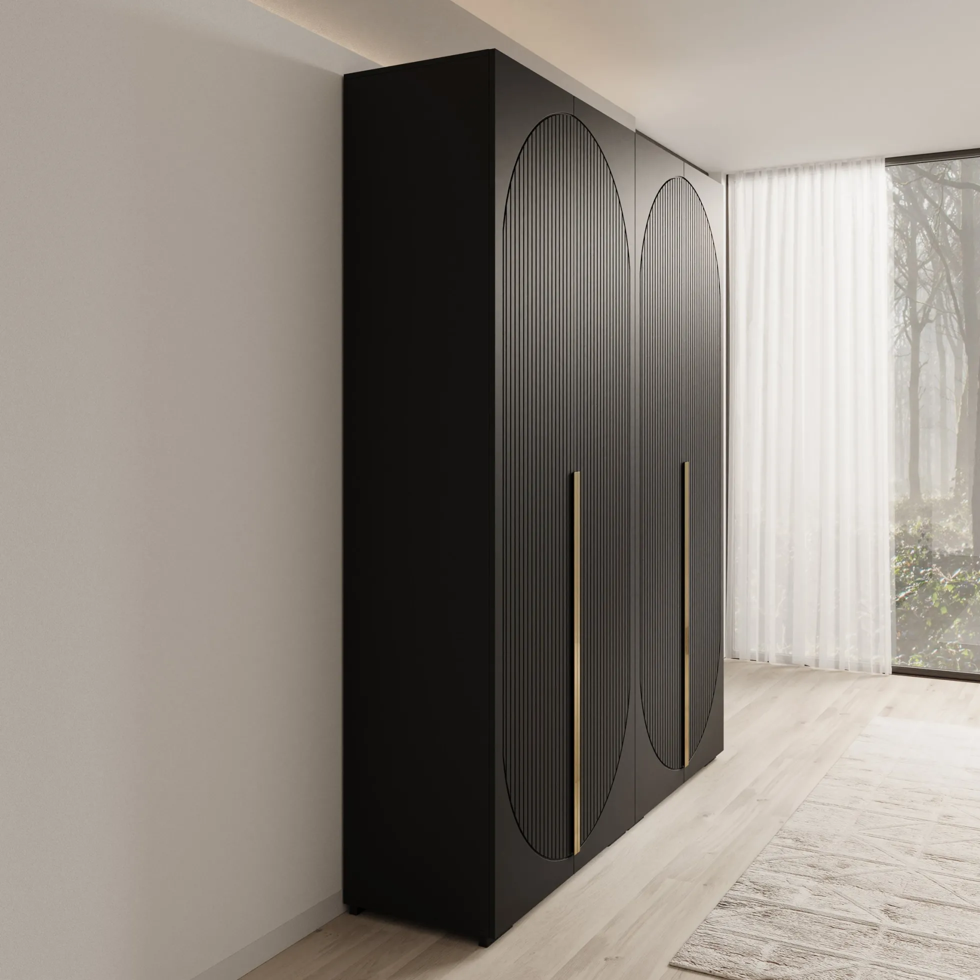 Mayfair - Kledingkast 4-deurs - Zwart - 200x47x237 cm