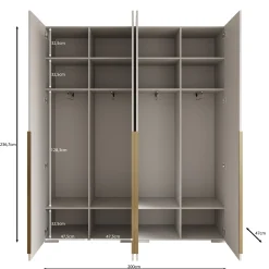Mayfair - Kledingkast 4-deurs - Zwart - 200x47x237 cm