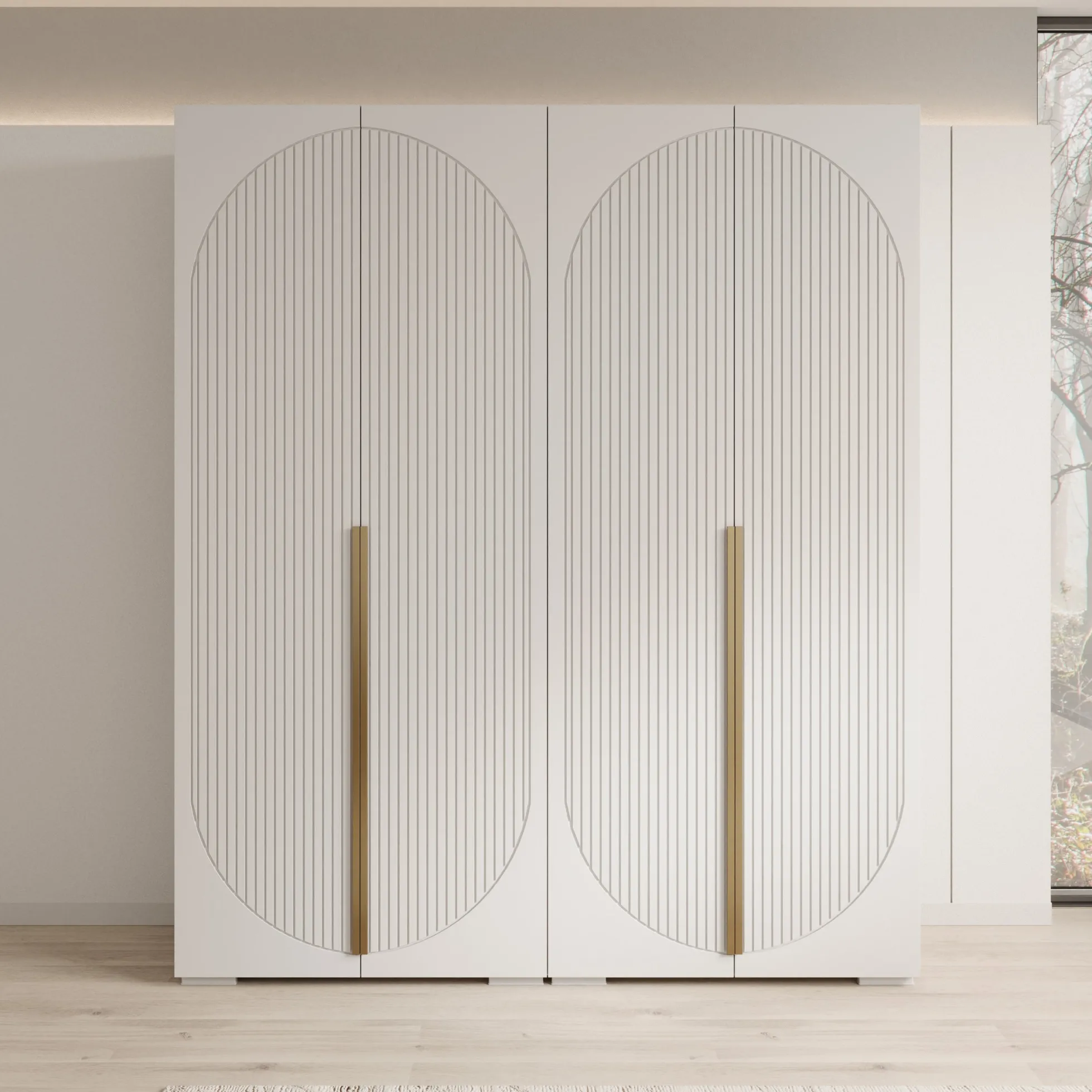 Mayfair - Kledingkast 4-deurs - Wit - 200x47x237 cm