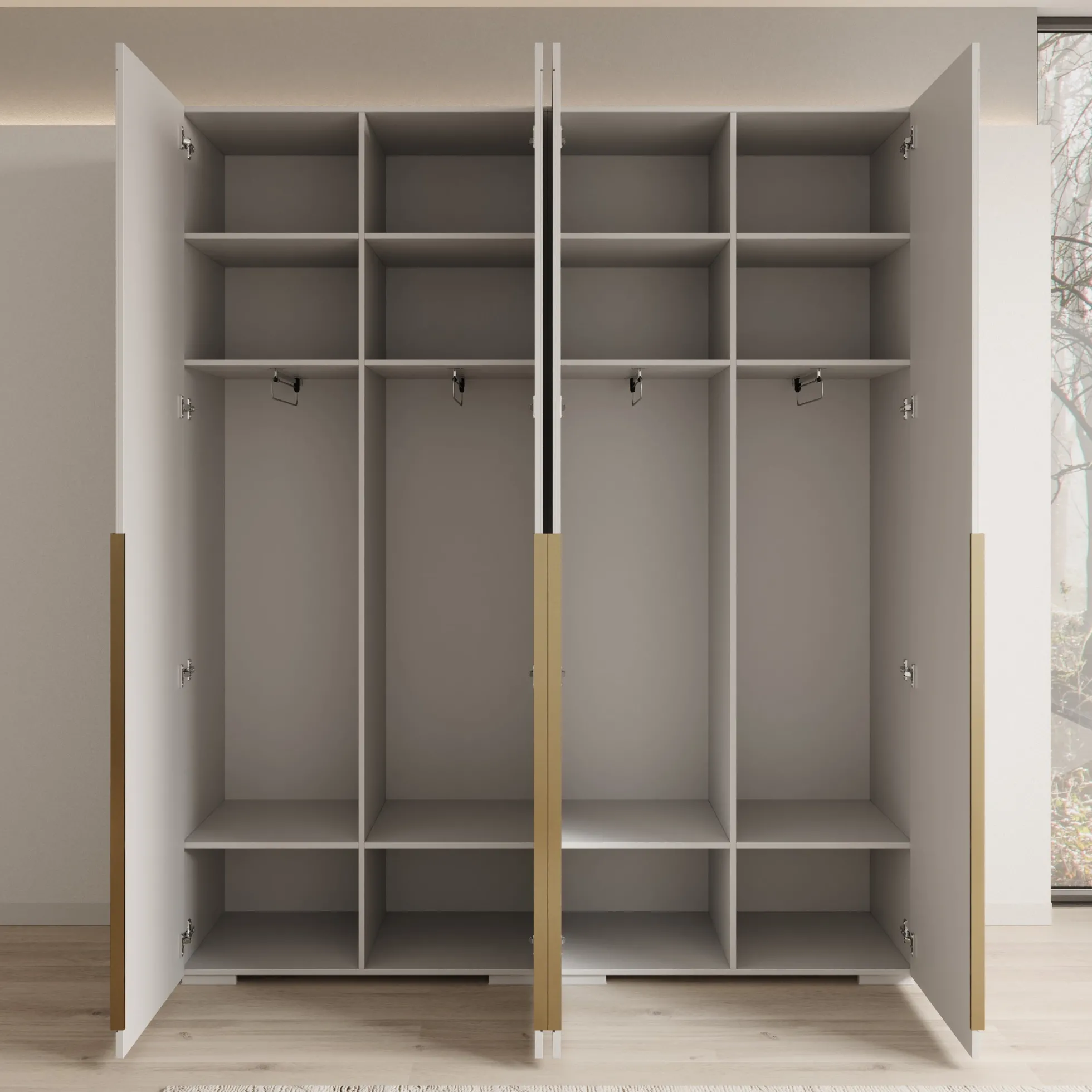Mayfair - Kledingkast 4-deurs - Wit - 200x47x237 cm