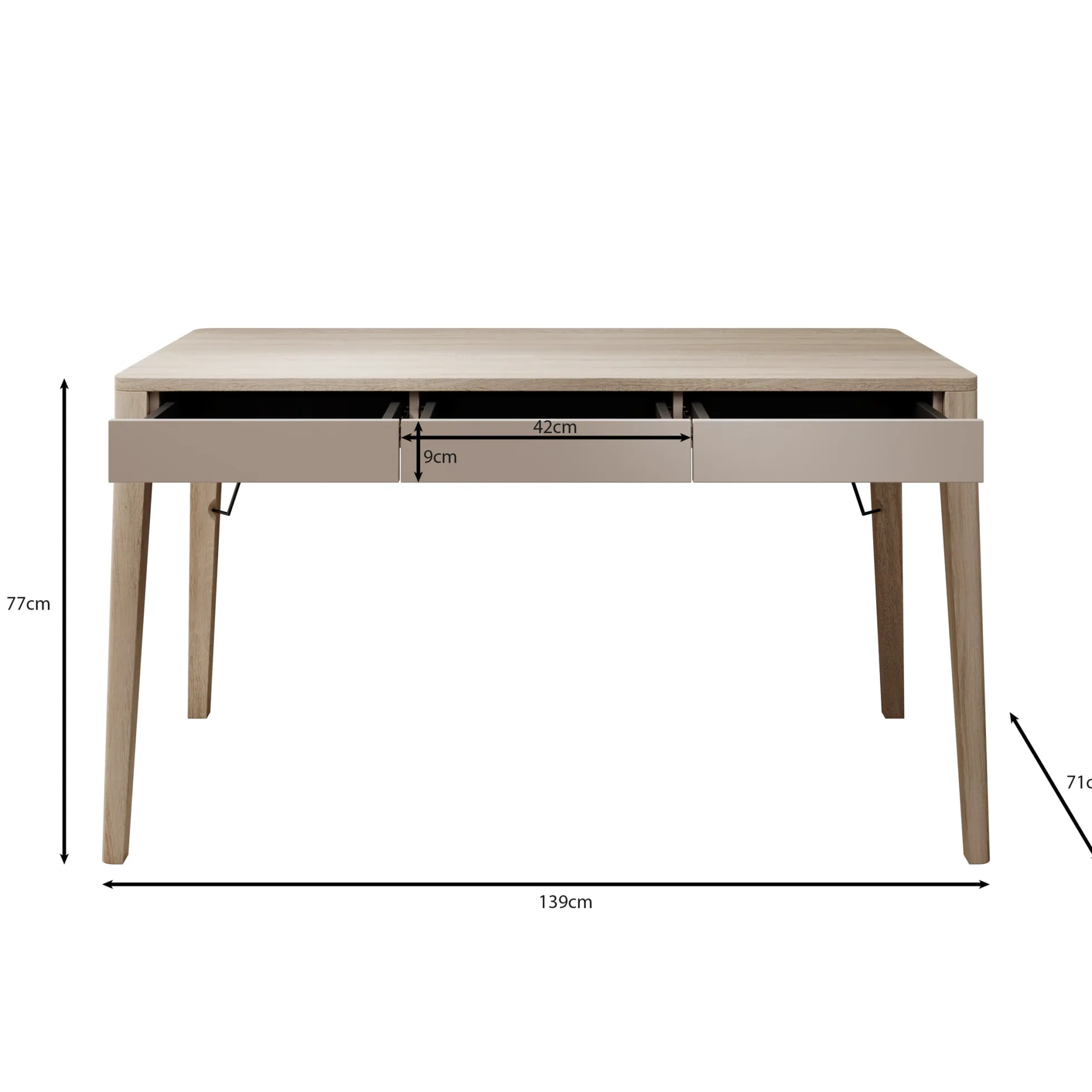 Mazar - Bureau - Licht Eiken - 139x71 cm