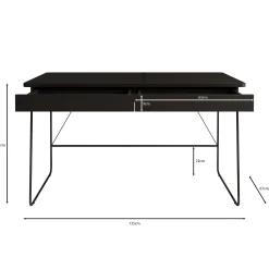Medea - Bureau - Zwart - 135x67x77 cm