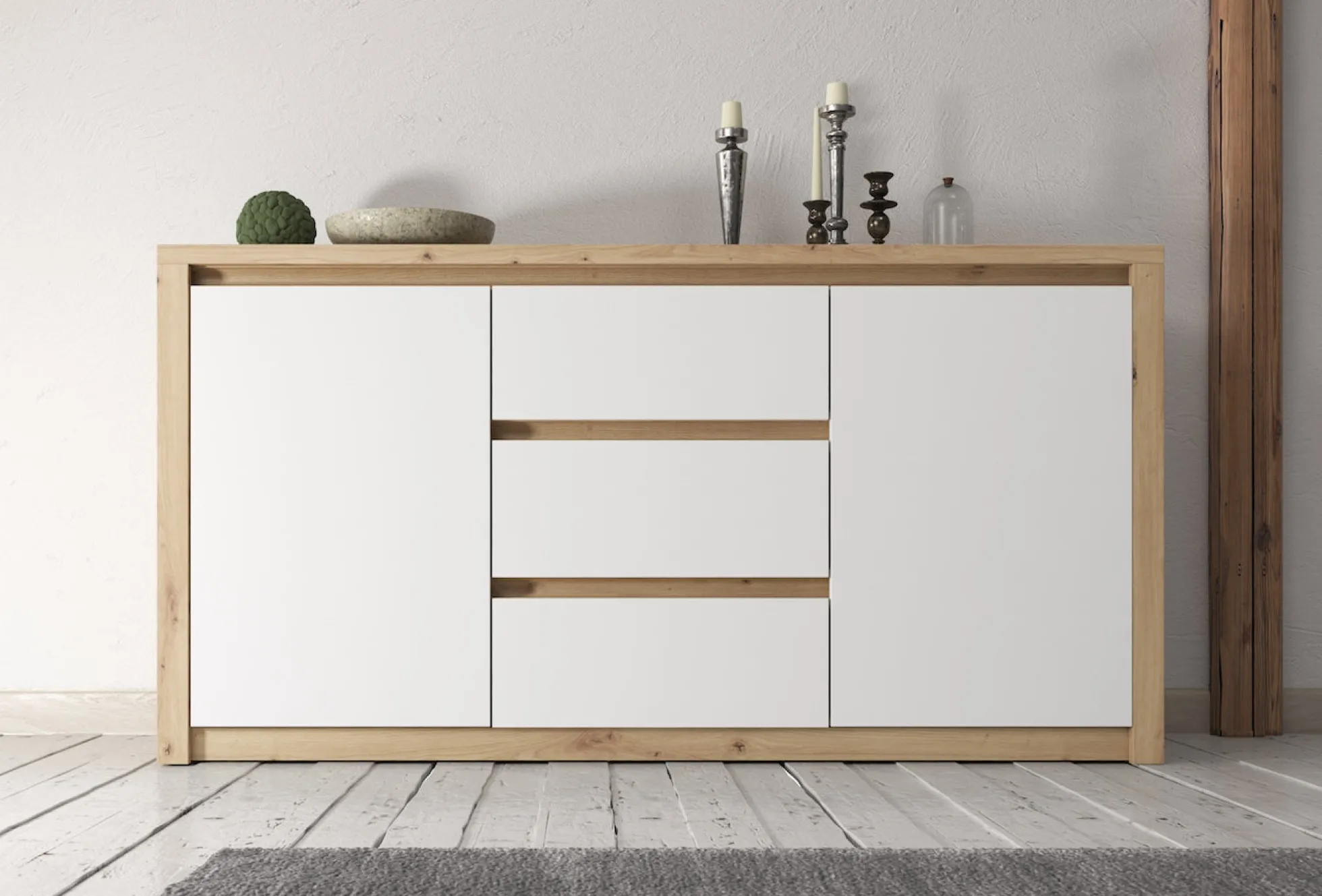 Melody - Dressoir - Wit/eiken - 140x43x80 cm