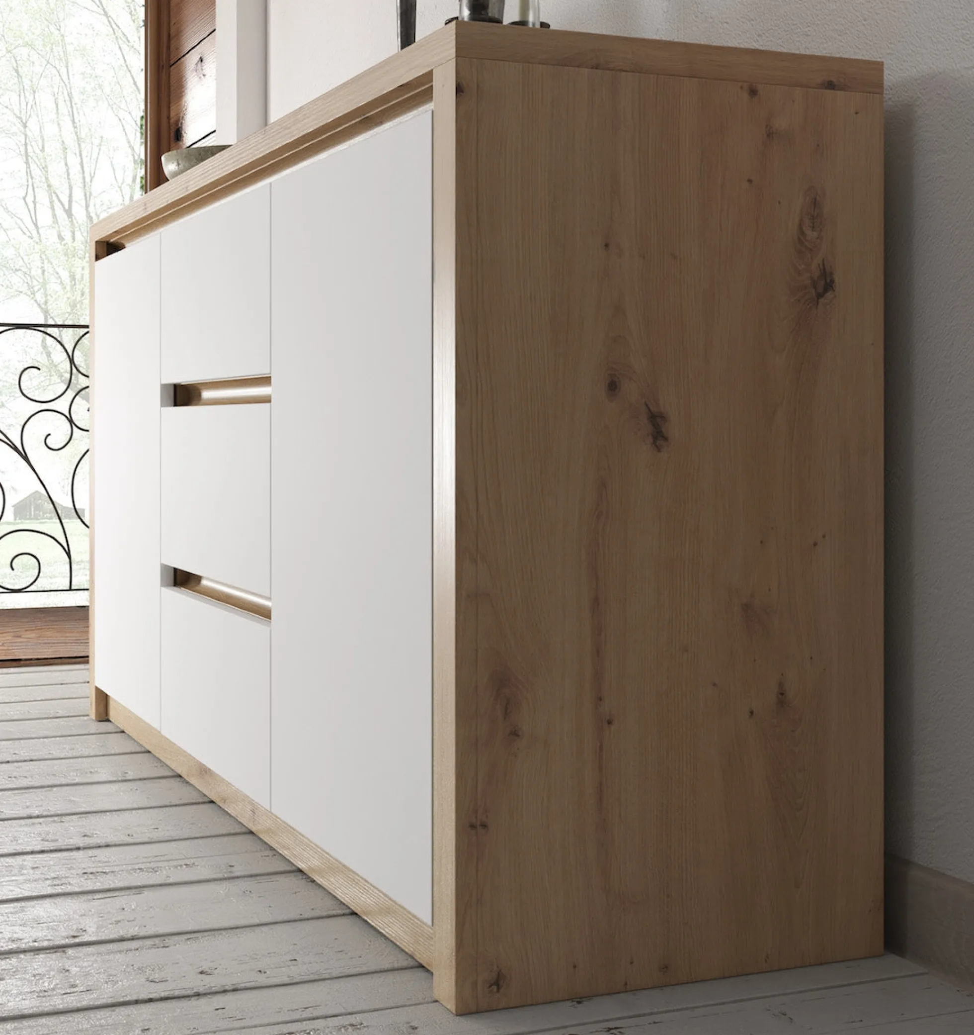 Melody - Dressoir - Wit/eiken - 140x43x80 cm