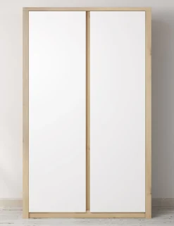 Melody - Kledingkast 2-deurs - Wit/eiken - 90x53x197 cm