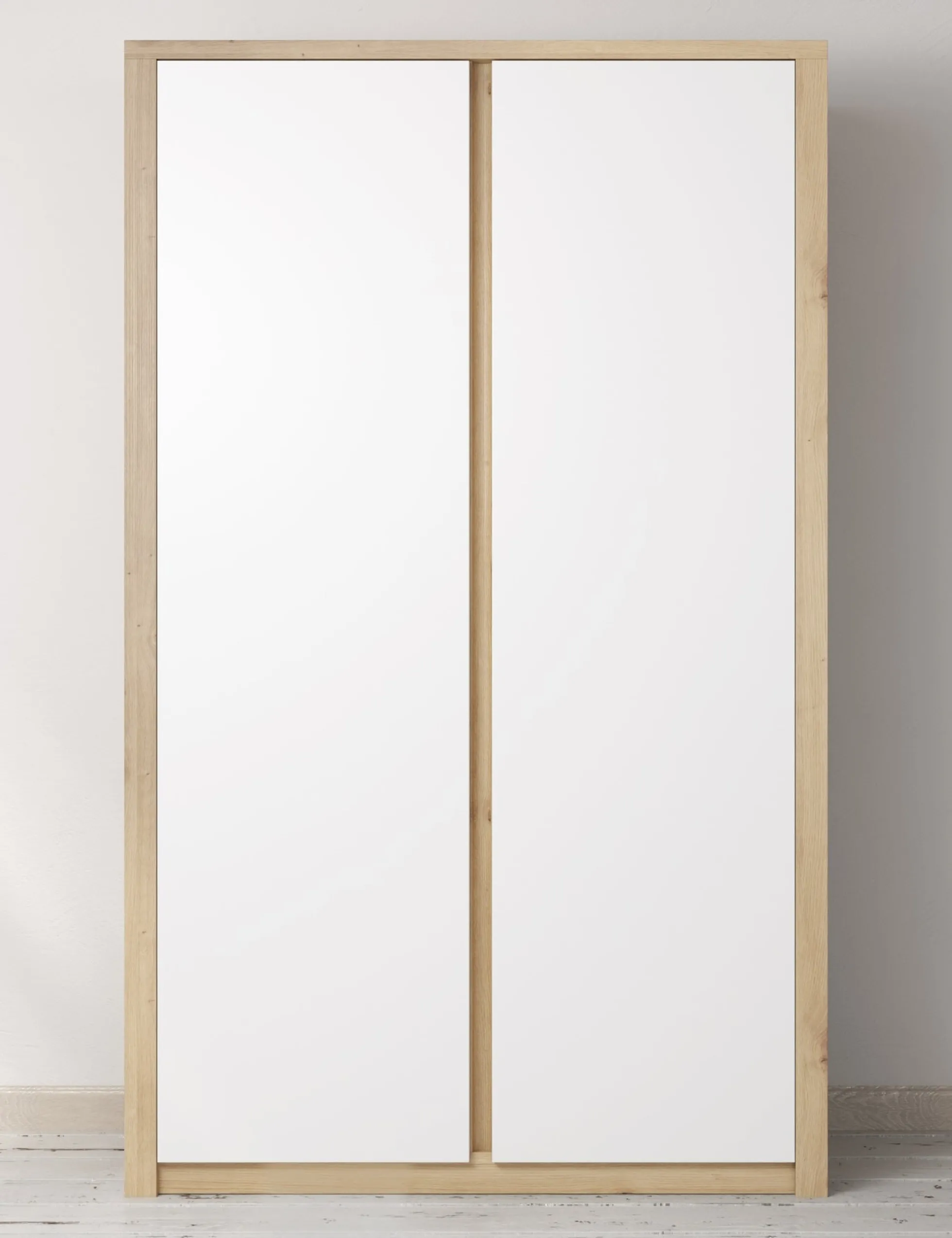 Melody - Kledingkast 2-deurs - Wit/eiken - 90x53x197 cm