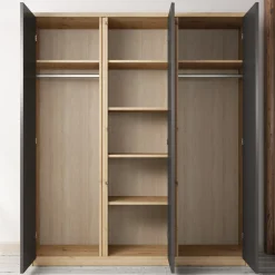 Melody - Kledingkast 3-deurs - Grijs/eiken - 166x53x197 cm