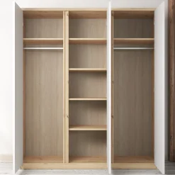 Melody - Kledingkast 3-deurs - Wit/eiken - 166x53x197 cm